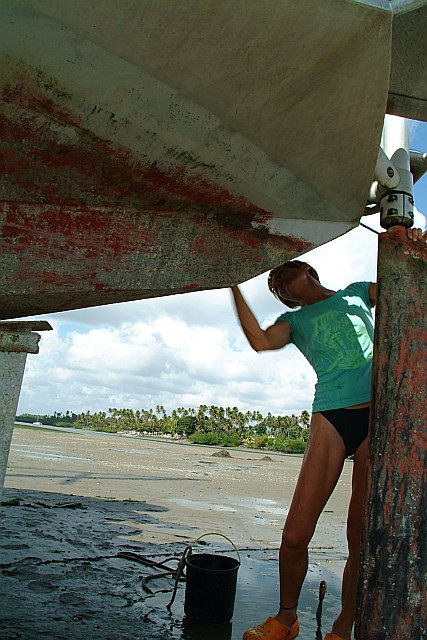 ...Wasserpassreinigung mittels Buerste und Sand