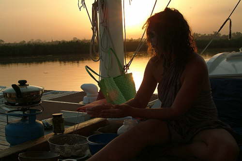 23.01. Abendessen und Sonnenuntergang auf der 